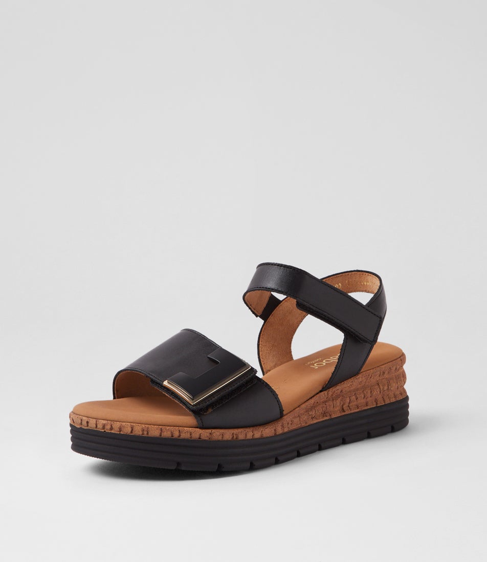 Ebony Schwarz Leather Sandals