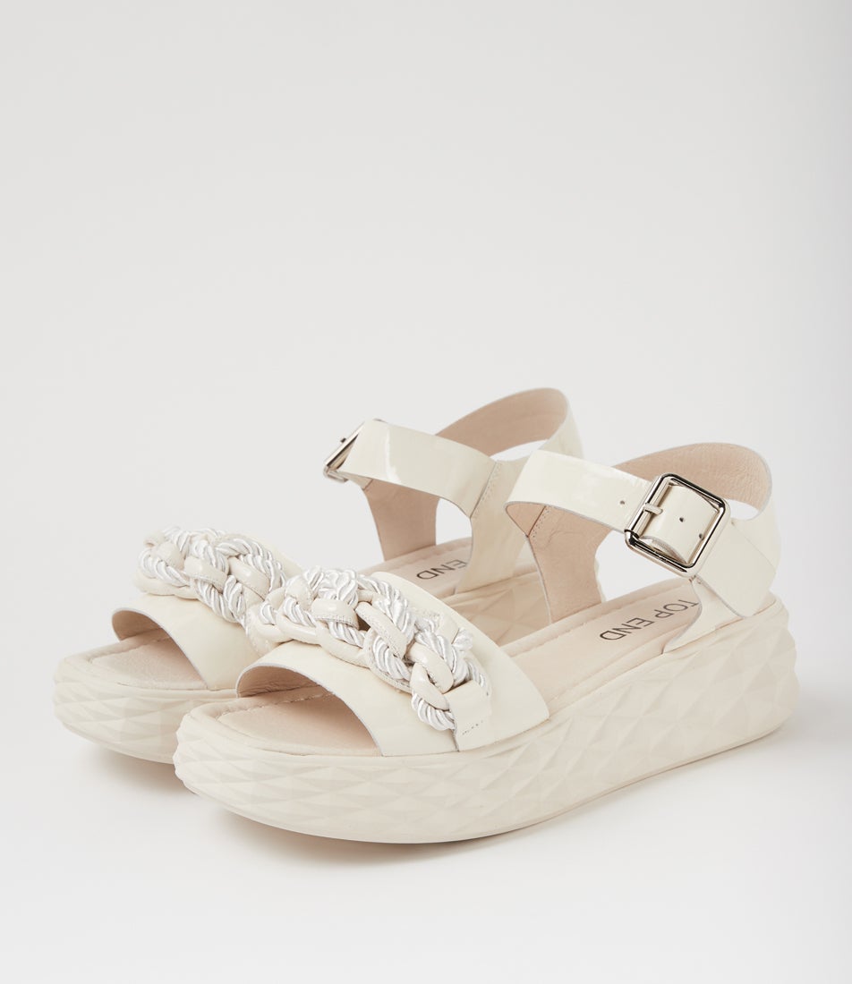 Rulia Ivory Patent Leather Sandals