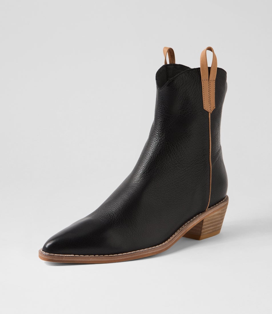 Danilo Black Tan Leather Ankle Boots
