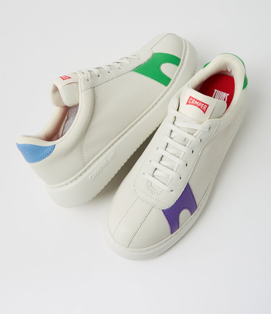Twins White Purple Multi Leather Sneakers