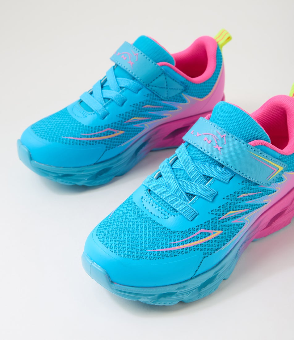 Slidder Junior Adjustable Blue Pink Mesh Sneakers
