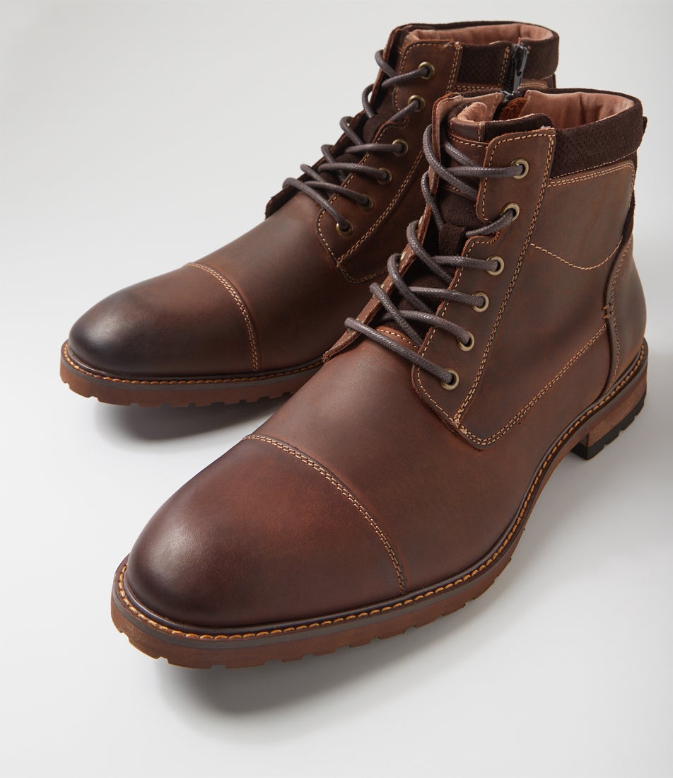 Chimney Chocolate Leather Lace Up Boots
