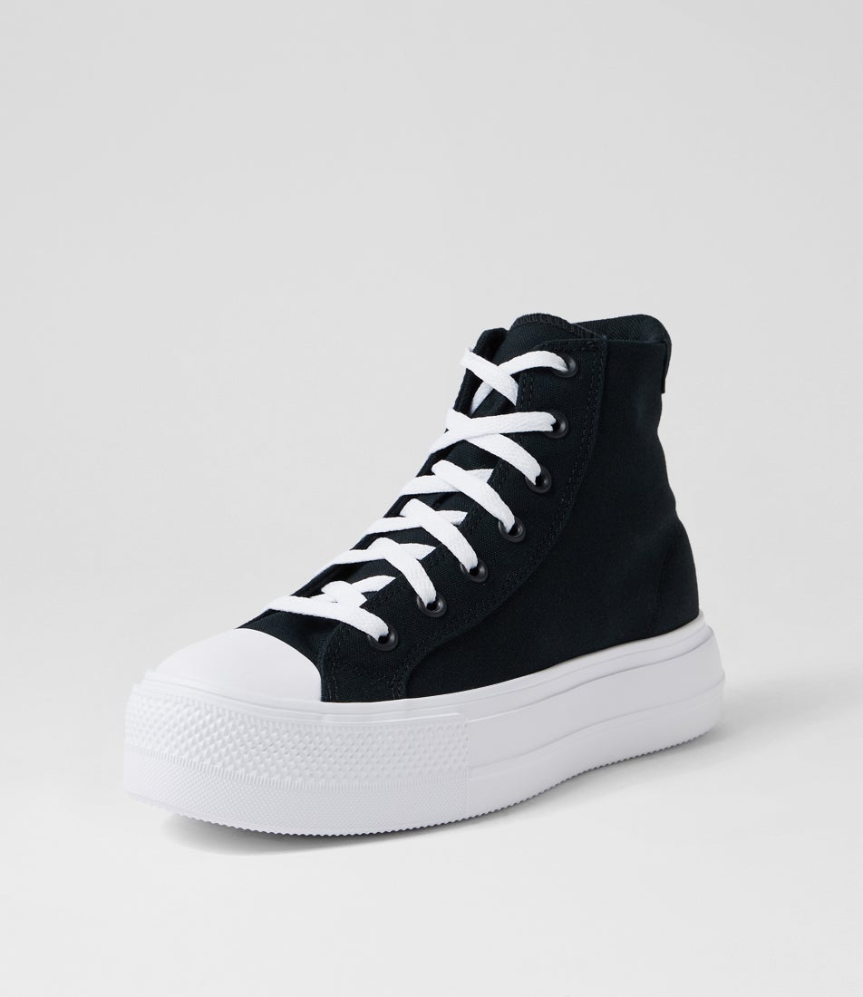 Day One Platform Black White Canvas Sneakers