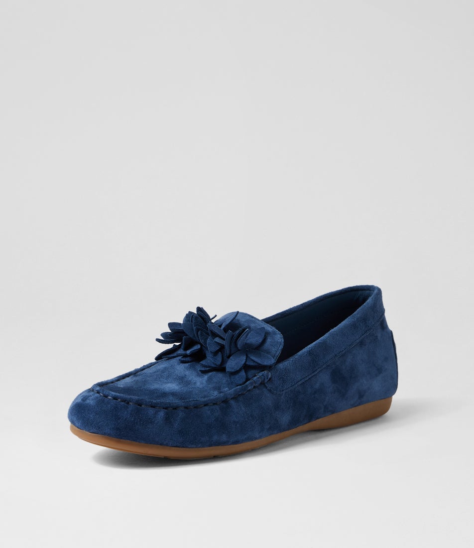 Errin Navy Suede Flat Shoes