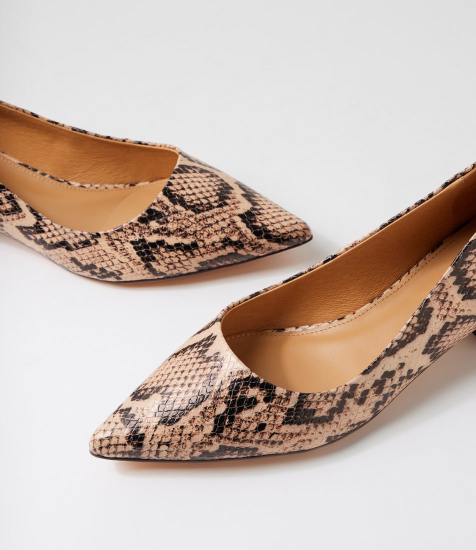 Thego Brown Snake Leather Heels