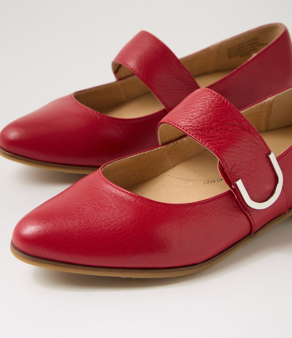 Okla Xf Dark Red Leather Flat Shoes