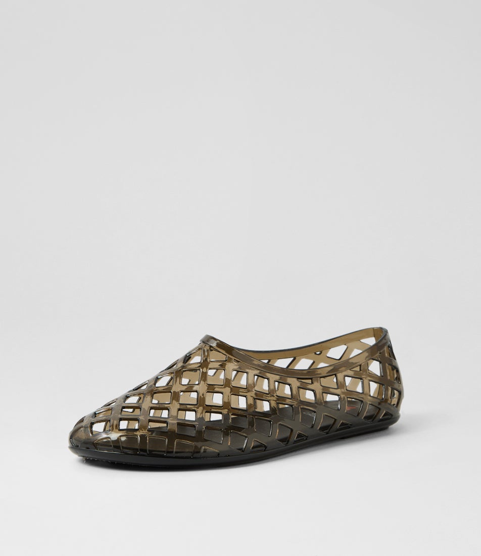 Vantello Black Smoke Jelly Flat Shoes