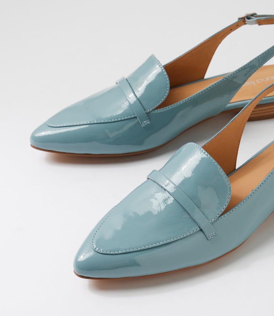 Dainer Denim Natural Patent Leather Flat Shoes