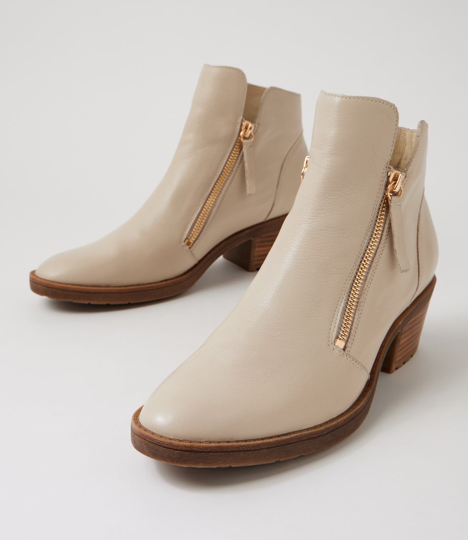 Lettice Almond Leather Ankle Boots Lettice Almond Leather Ankle Boots