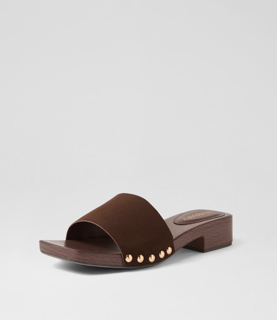 Zane Chocolate Microsuede Sandals
