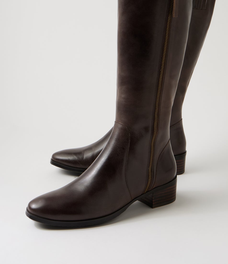 Tierney New Choc Leather Knee High Boots