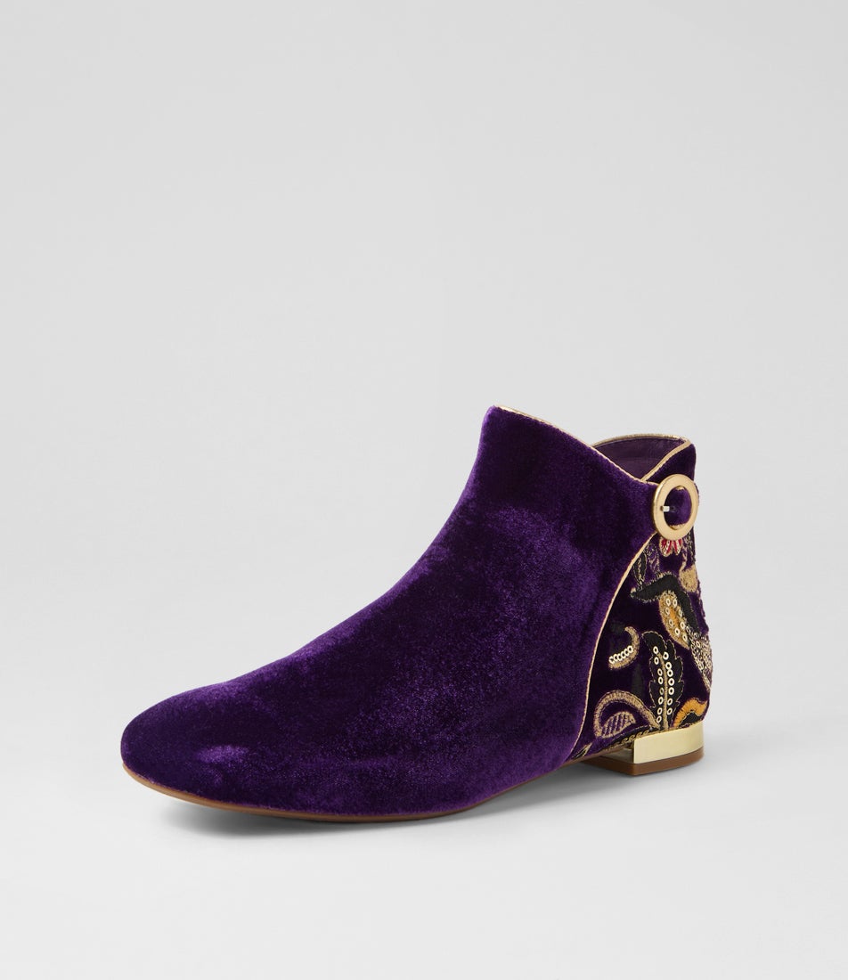 Fianni Purple Multi Velvet Ankle Boots Fianni Purple Multi Velvet Ankle Boots