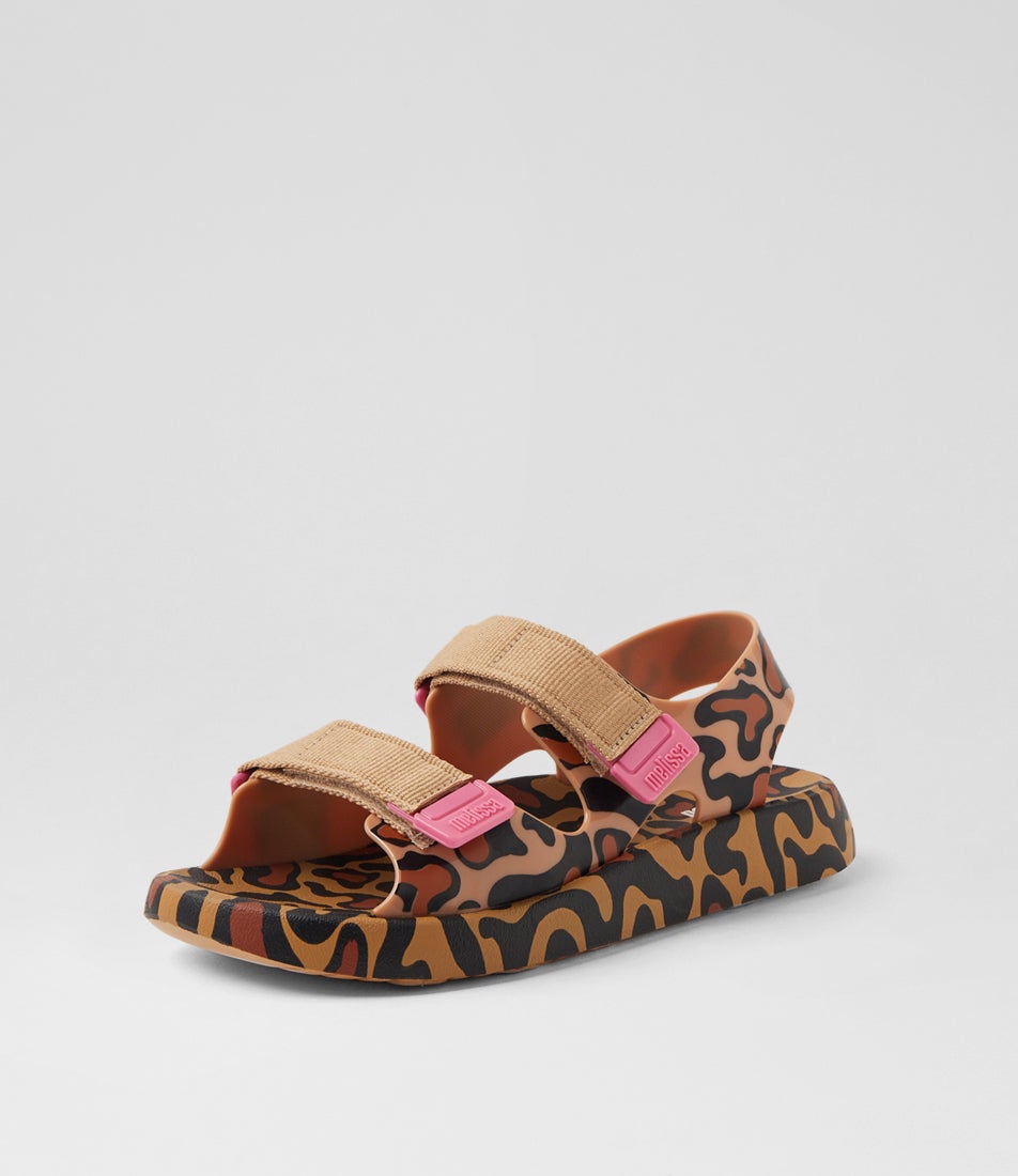 Melissa Mix Ad My Beige Black Leopard Pvc Sandals