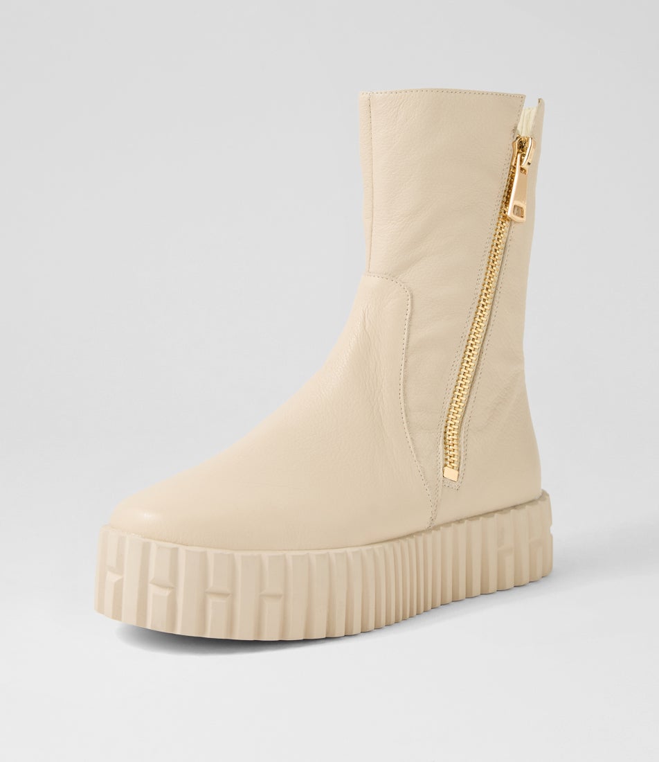 Bluma Vanilla Leather Ankle Boots