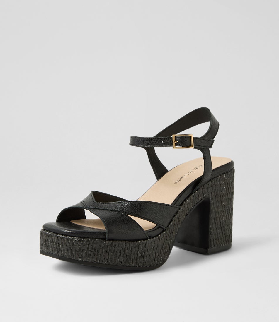 Kuper Black Leather Sandals