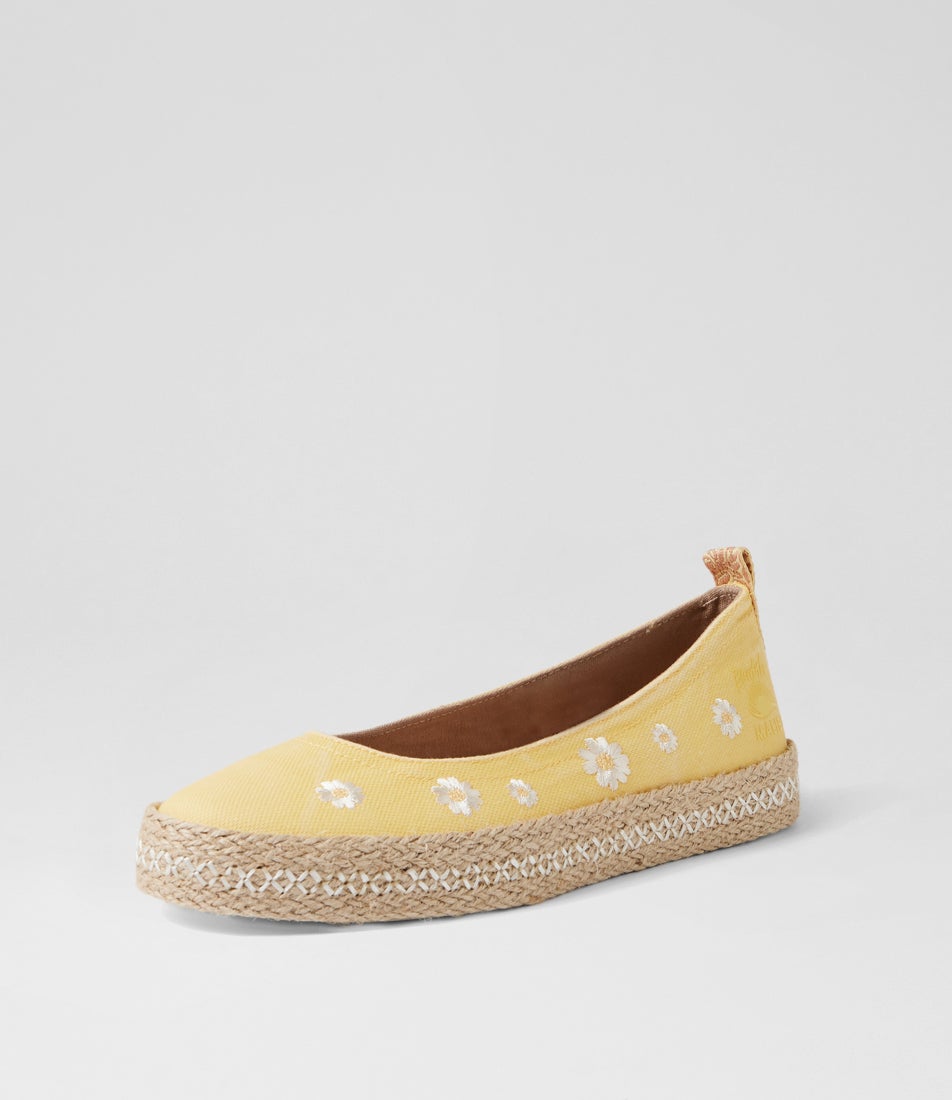 Benita Butter Yellow Canvas Espadrilles