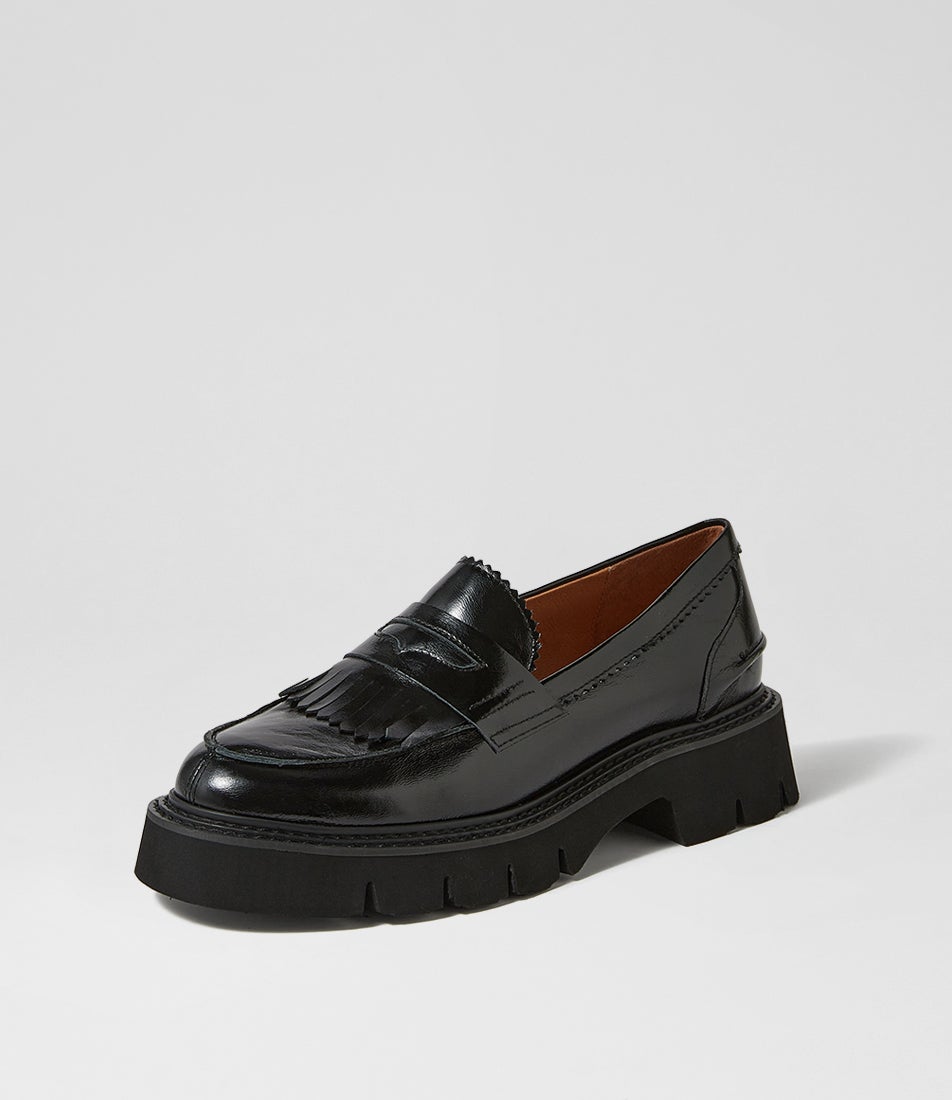 Koast Black Shine Leather Loafers