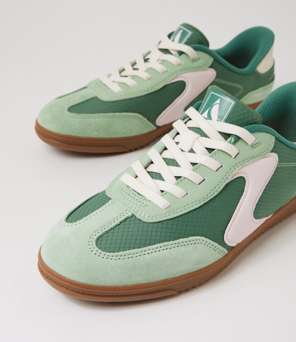 Hotshot Green Pink Fabric Sneakers