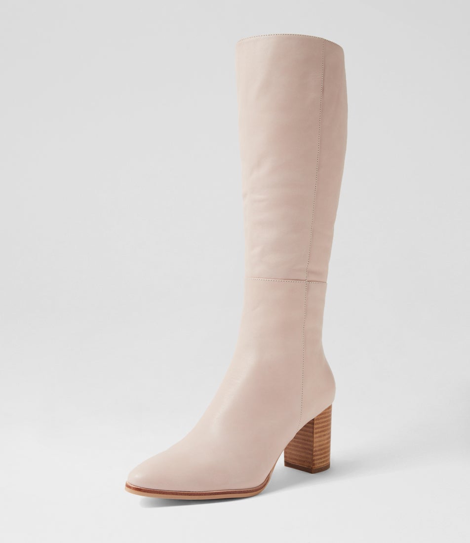 Allouta Nougat Leather Knee High Boots