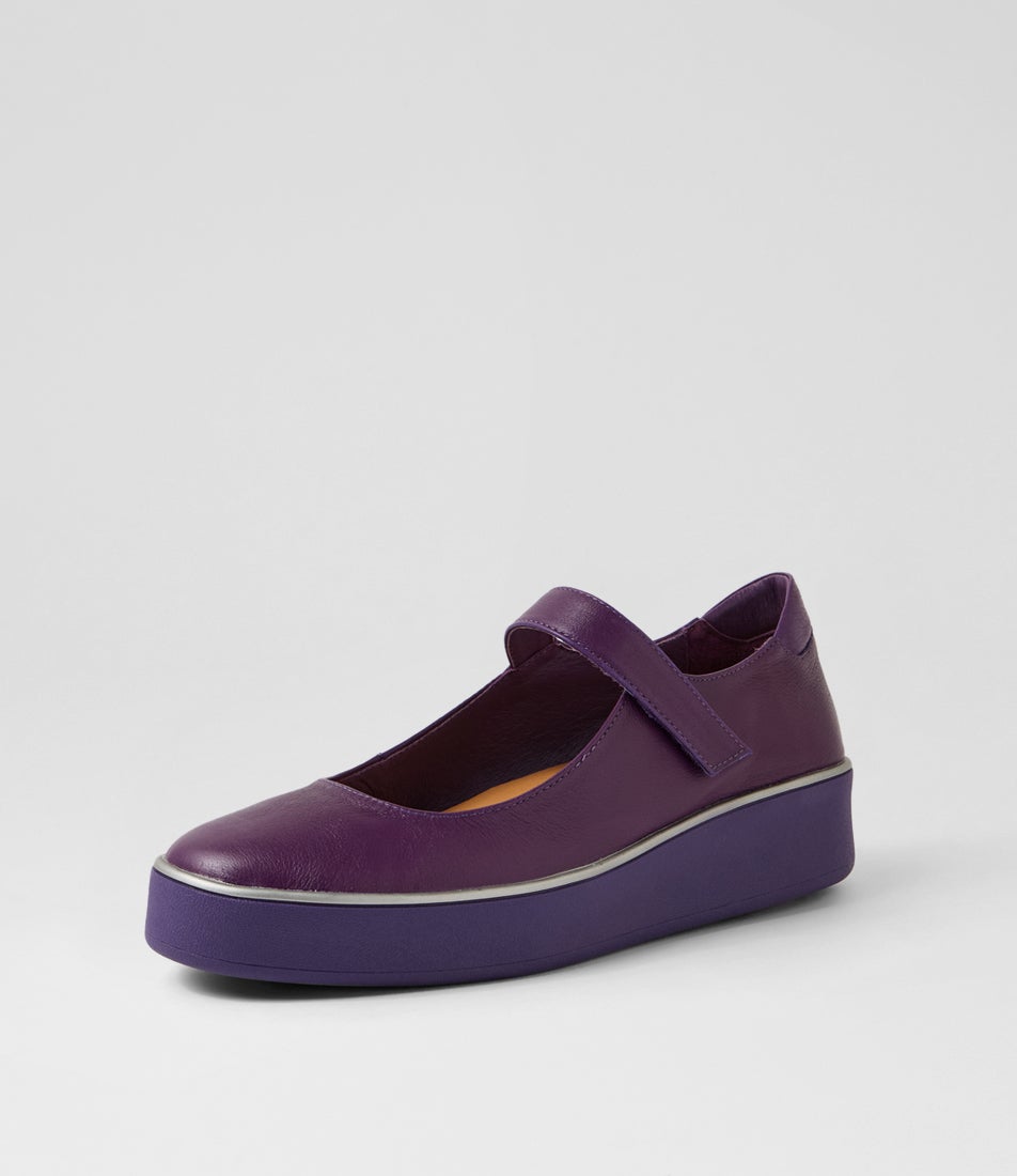 Zufan W New Purple Leather Flat Shoes