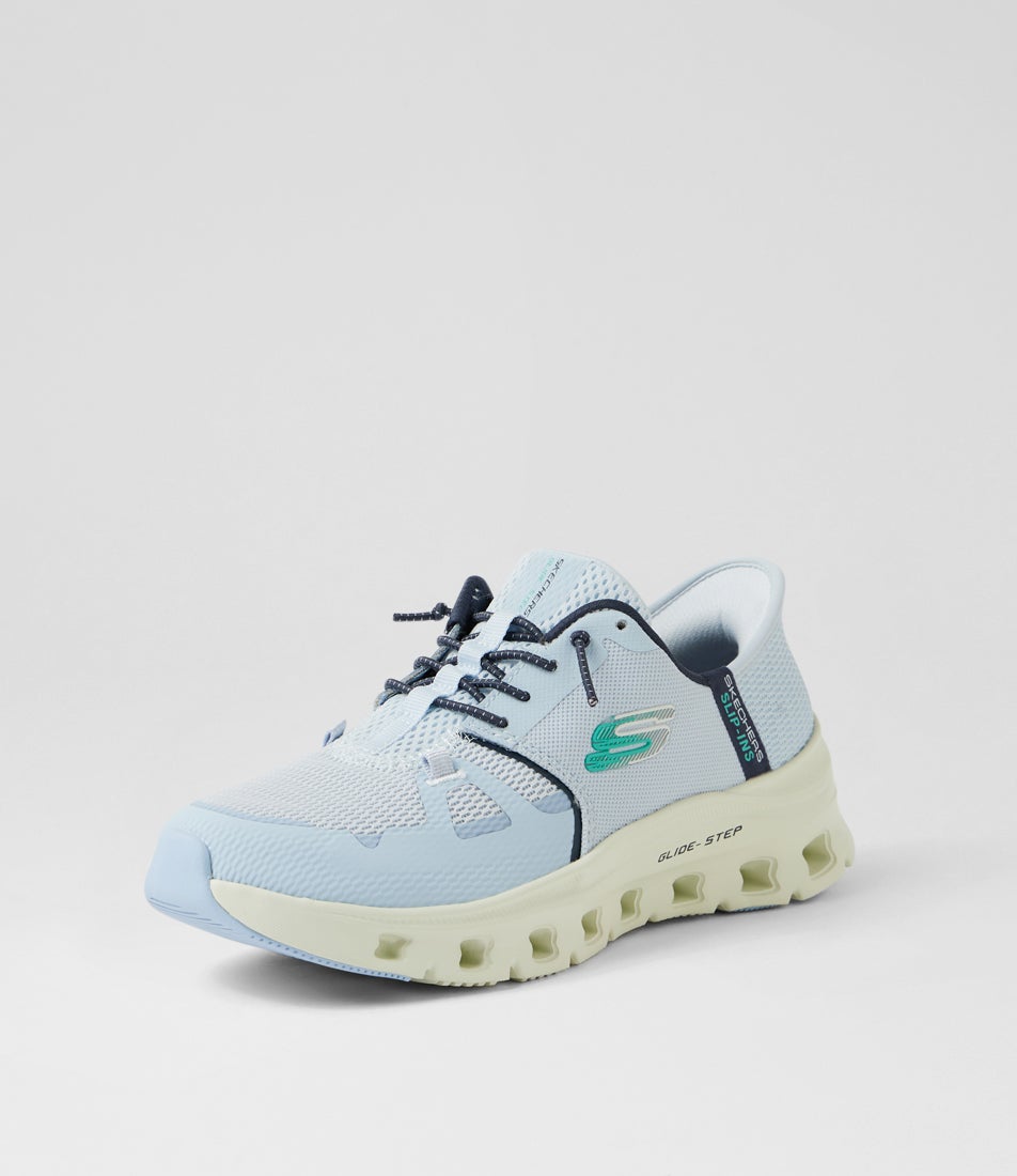 Glide-Step Pro Slip Ins Light Blue Fabric Sneakers