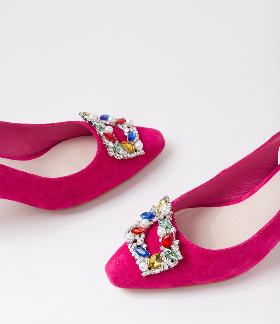 Harsha Dark Pink Suede Heels