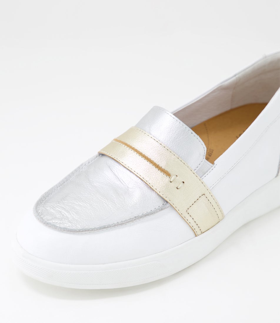 Aindrea Xf White Silver Multi Leather Sneakers