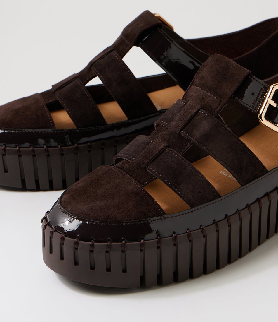 Baytown Choc Patent Suede Flat Shoes