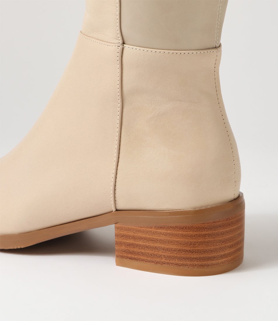 Tetley Almond Leather Stretch Knee High Boots