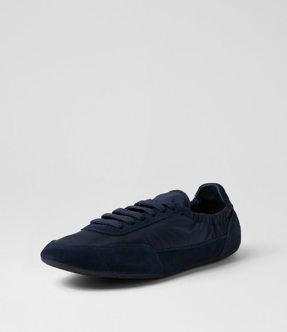 Brinkle Navy Suede Fabric Flat Shoes