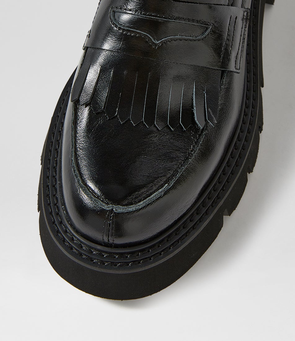 Koast Black Shine Leather Loafers
