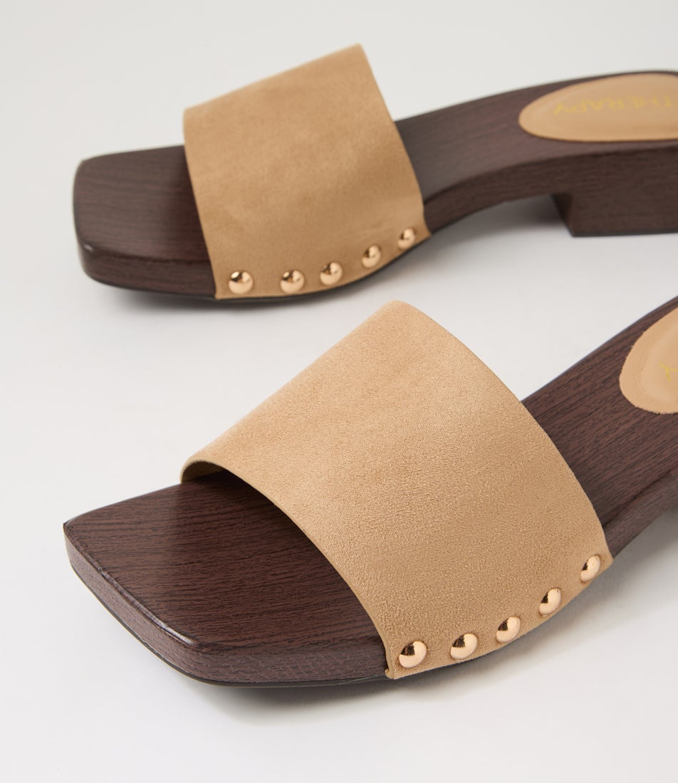 Zane Cashew Microsuede Sandals