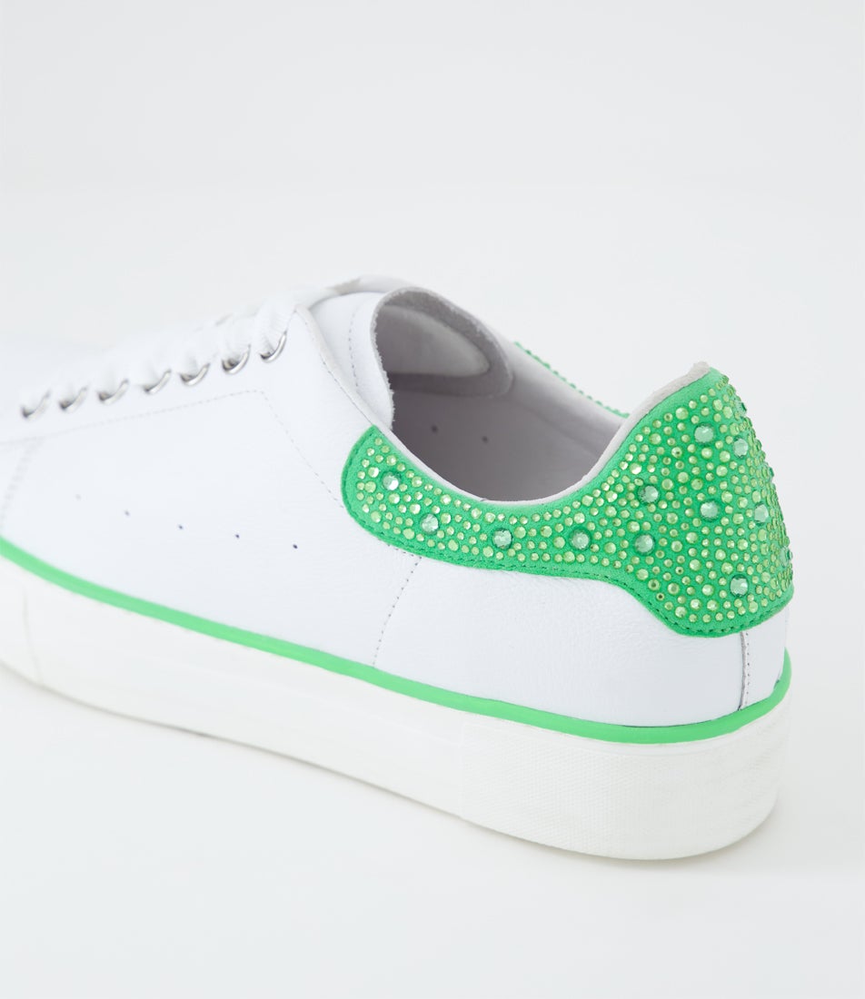 Fhay White Lime Leather Suede Sneakers