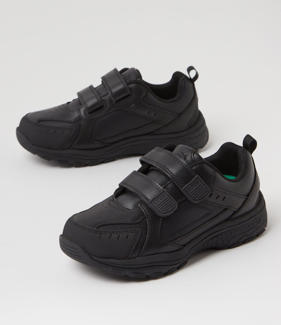 Emit Jnr D Adj Black Leather Sneakers