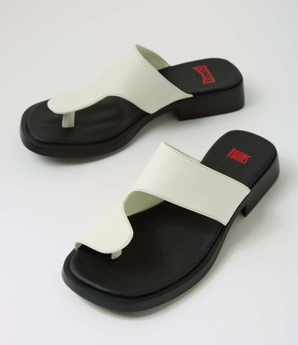 Twins White Natural Leather Sandals