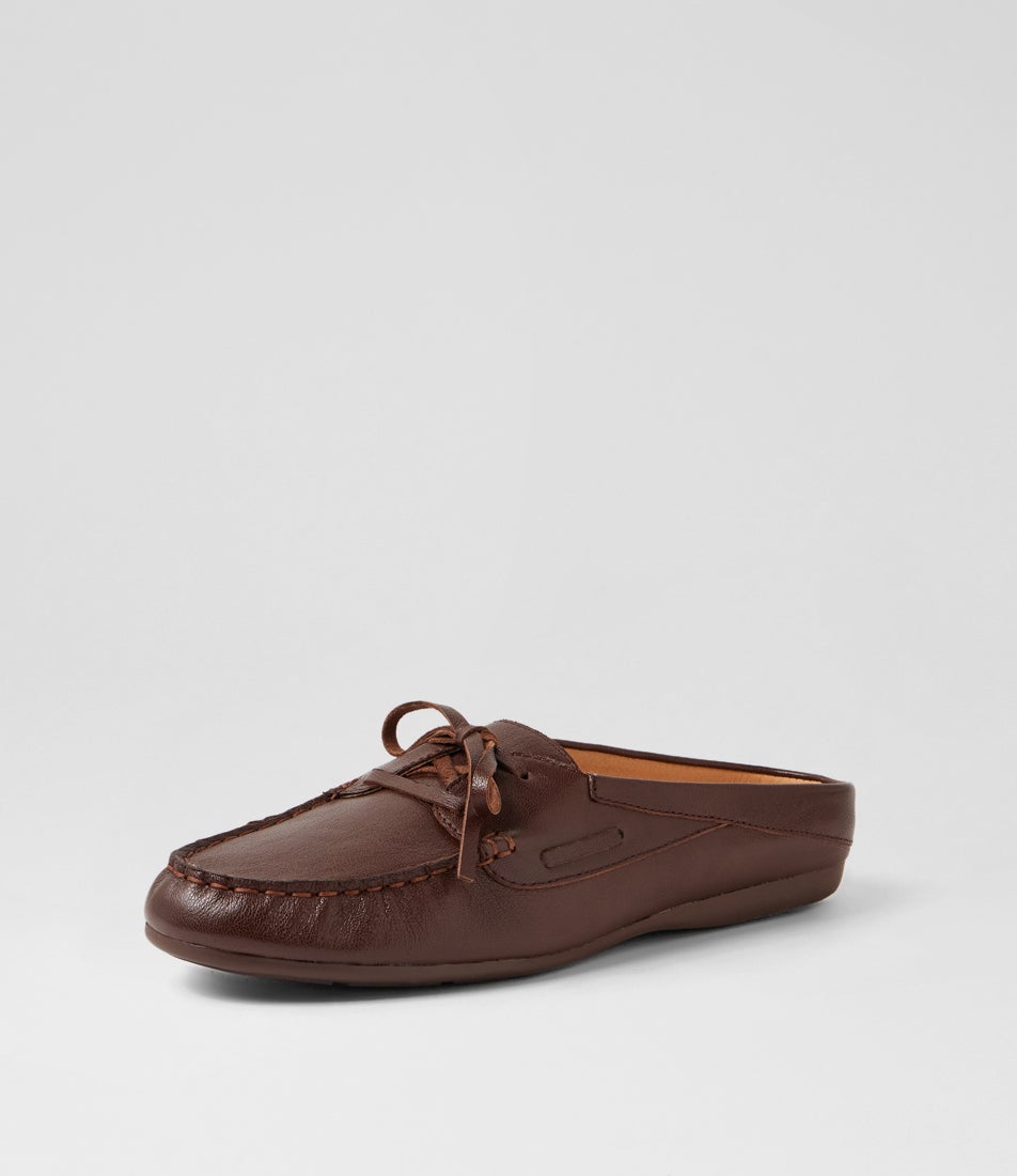Ebuni Dark Brown Leather Flat Shoes