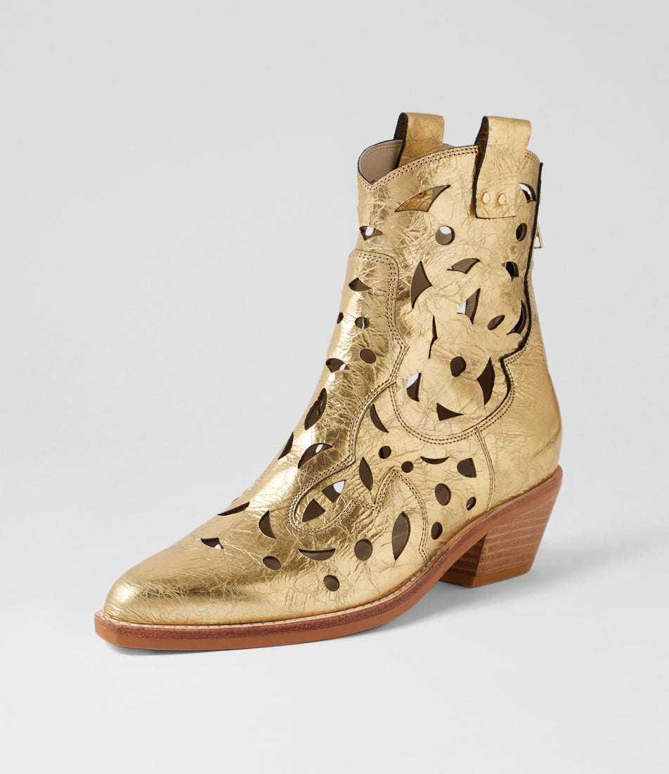 Eelia Gold Foil Leather Ankle Boots