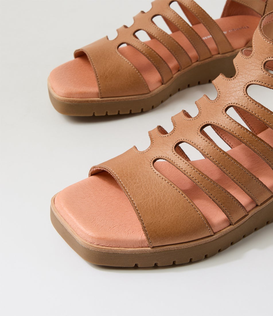 Kodzo Dark Tan Light Choc Leather Sandals