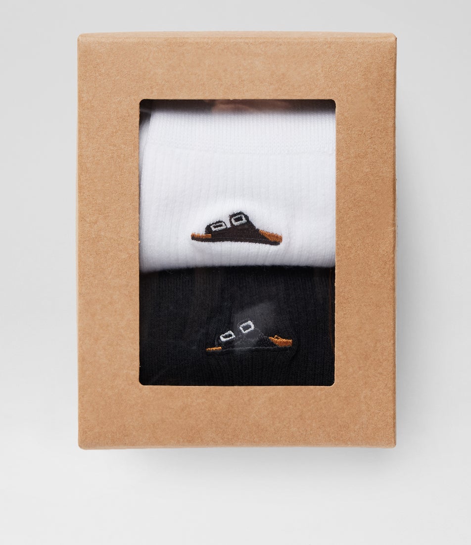 Cotton Ribbed 2 Pack Black White Socks