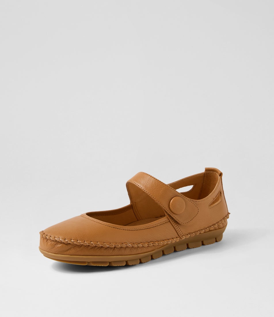 Bazzie Dark Tan Gum Leather Ballet Flats