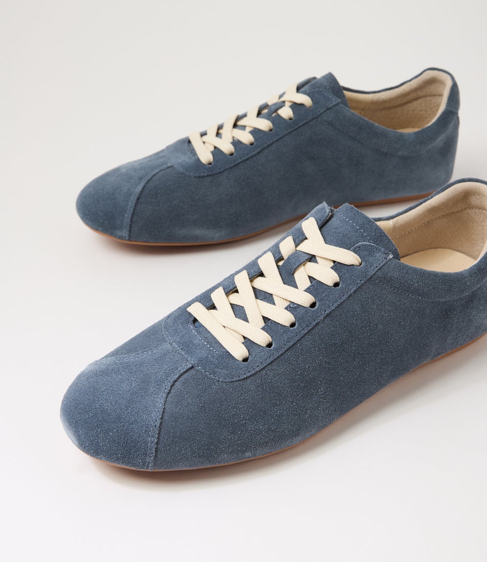 Bookier Denim Suede Lace Up Flats