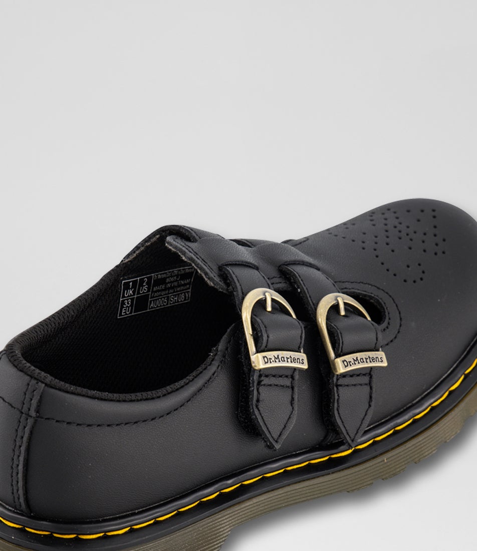 8065 Mary Jane Junior Black Softy Leather Flat Shoes