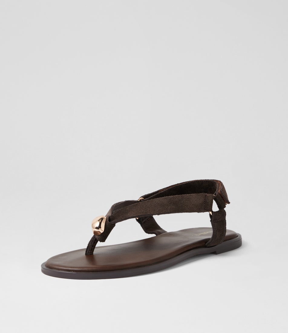 Emblem Brown Suede Thongs