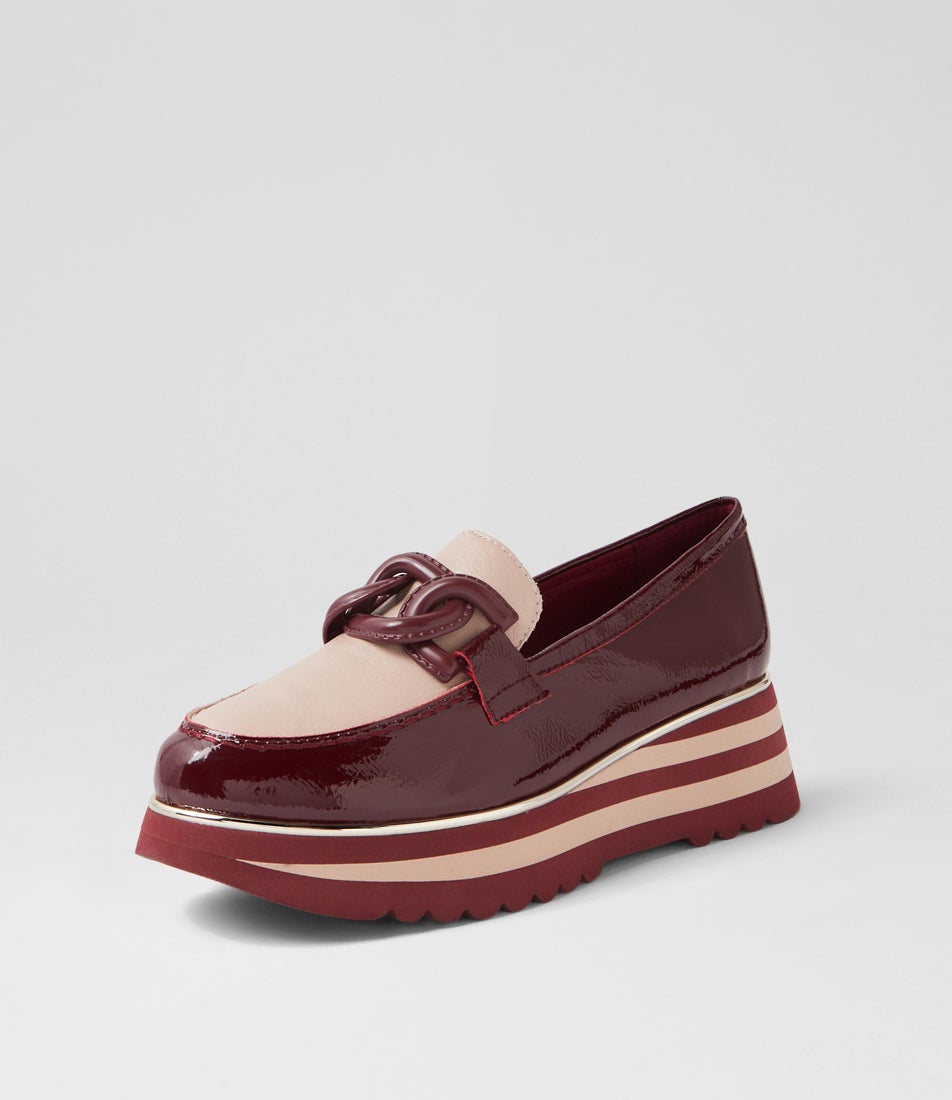 Eaila Wine Nude Patent Leather Loafers