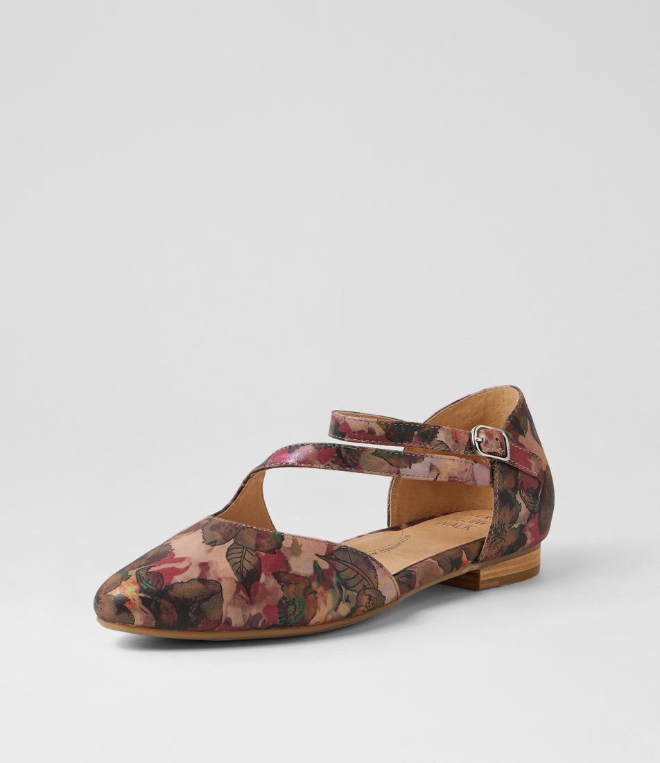 Lonkine W Shiraz Flower Leather Flat Shoes