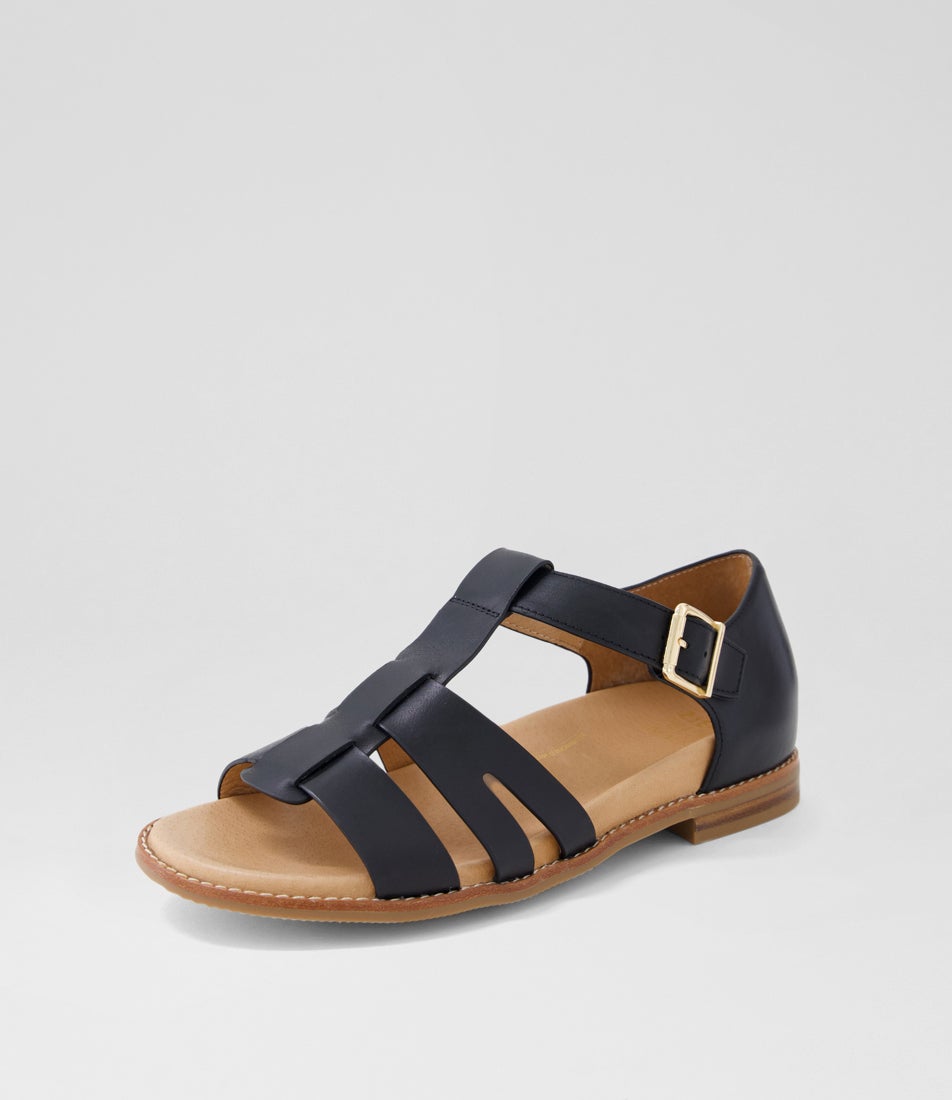 Jonston W Black Natural Leather Sandals