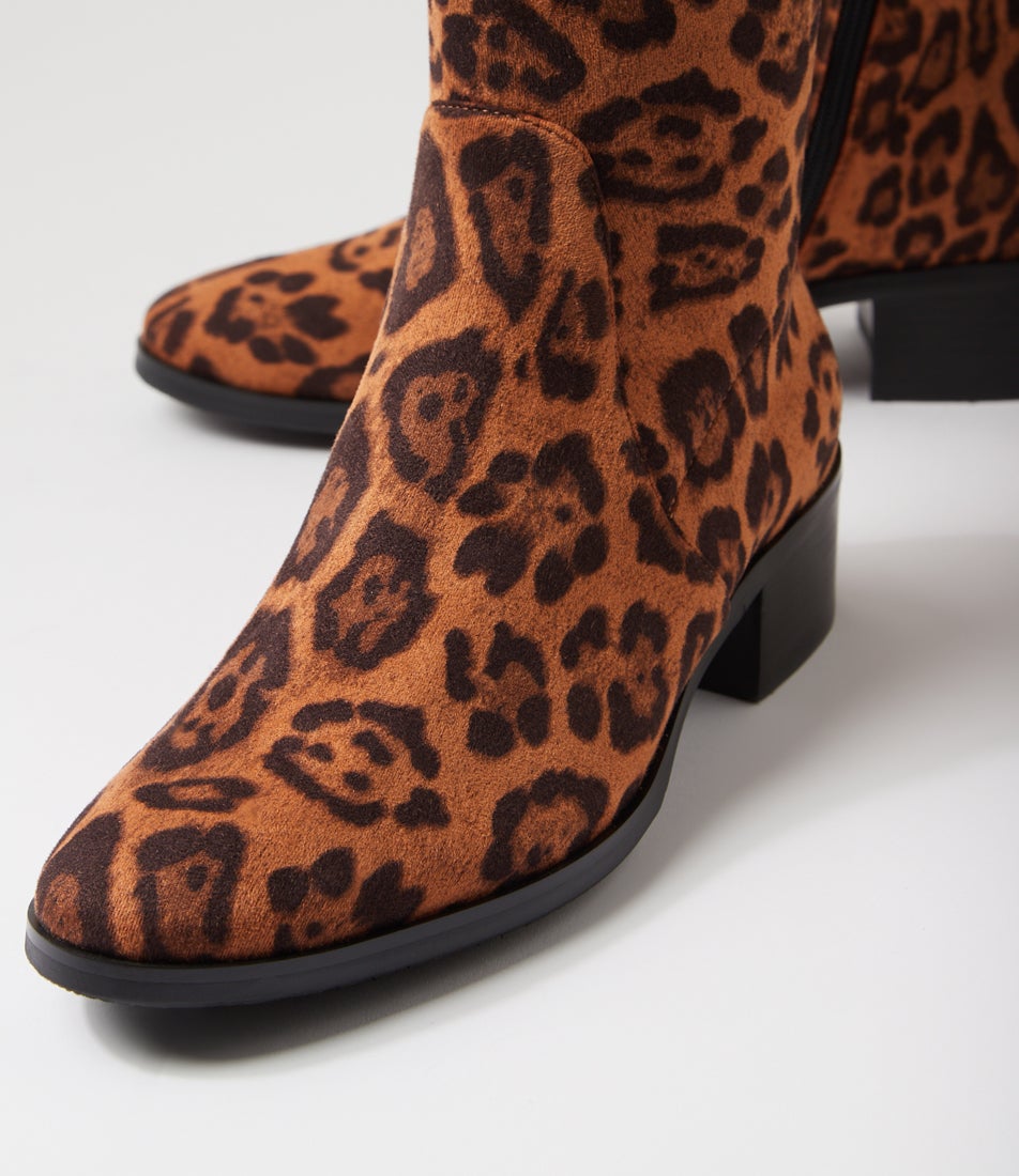Timothie Leopard Stretch Microsuede Knee High Boots