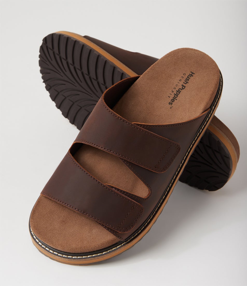 Fairo Brown Leather Slides