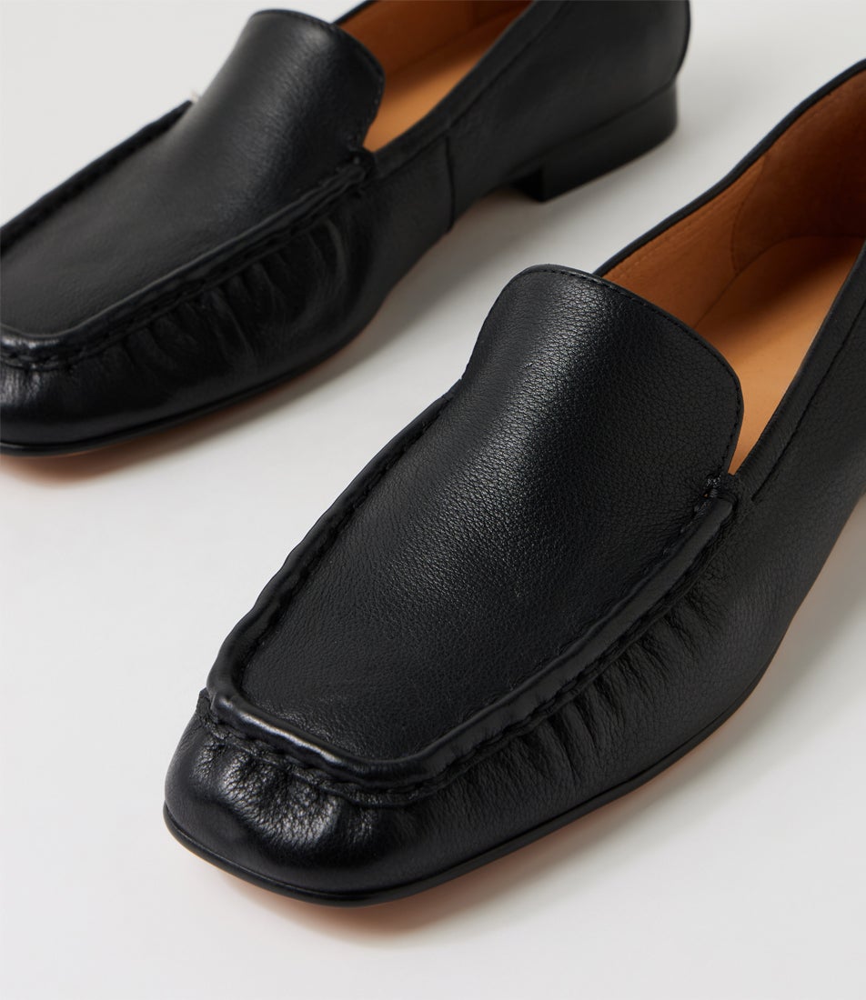 Polki Black Leather Loafers