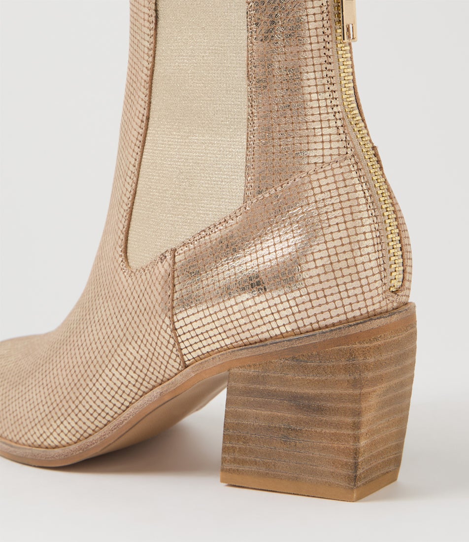 Jennier Old Gold Cut Leather Chelsea Boots